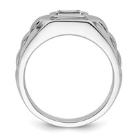 IBGoodman 14K White Gold 1 Carat Lab Grown Diamond VS+ F+ Radiant Complete Men's Ring view 2
