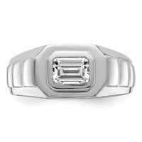 IBGoodman 14K White Gold 1 Carat Lab Grown Diamond VS+ F+ Radiant Complete Men's Ring view 4