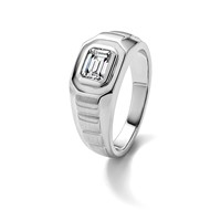 IBGoodman 14K White Gold 1 Carat Lab Grown Diamond VS+ F+ Radiant Complete Men's Ring view 5