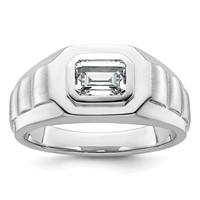 IBGoodman 14K White Gold 1 Carat Lab Grown Diamond VS+ F+ Radiant Complete Men's Ring view 1