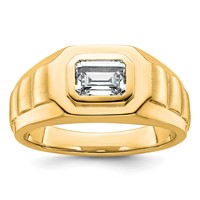 IBGoodman 14K Yellow Gold 1 Carat Lab Grown Diamond VS+ F+ Radiant Complete Men's Ring view 1