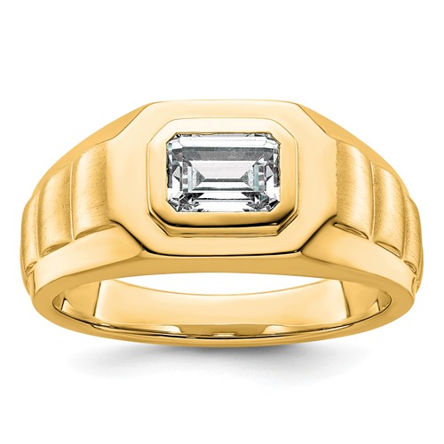 IBGoodman 14K Yellow Gold 1 Carat Lab Grown Diamond VS+ F+ Radiant Complete Men's Ring