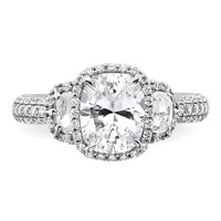 14K White Gold 2.88 Carat Certified Lab Grown Diamond VS+ F+ Complete Oval Halo Engagement Ring view 4