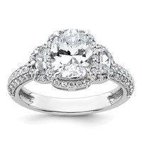 14K White Gold 2.88 Carat Certified Lab Grown Diamond VS+ F+ Complete Oval Halo Engagement Ring view 1