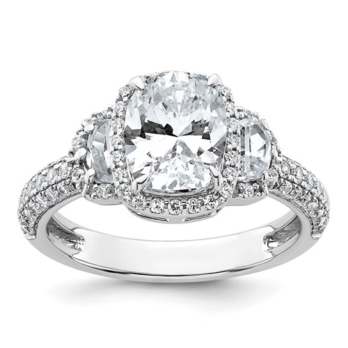 14K White Gold 2.88 Carat Certified Lab Grown Diamond VS+ F+ Complete Oval Halo Engagement Ring