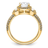 14K Yellow Gold 0.88 Carat Lab Grown Diamond VS+ F+ 2 Carat Oval Center Semi Mount Halo Engagement Ring view 2