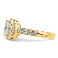 14K Yellow Gold 0.88 Carat Lab Grown Diamond VS+ F+ 2 Carat Oval Center Semi Mount Halo Engagement Ring view 3