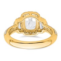14K Yellow Gold 0.88 Carat Lab Grown Diamond VS+ F+ 2 Carat Oval Center Semi Mount Halo Engagement Ring view 5