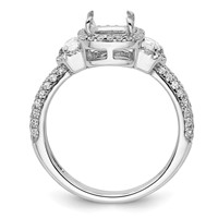 14K White Gold 0.88 Carat Lab Grown Diamond VS+ F+ 2 Carat Oval Center Semi Mount Halo Engagement Ring view 2