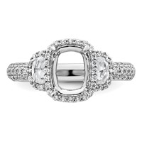 14K White Gold 0.88 Carat Lab Grown Diamond VS+ F+ 2 Carat Oval Center Semi Mount Halo Engagement Ring view 4