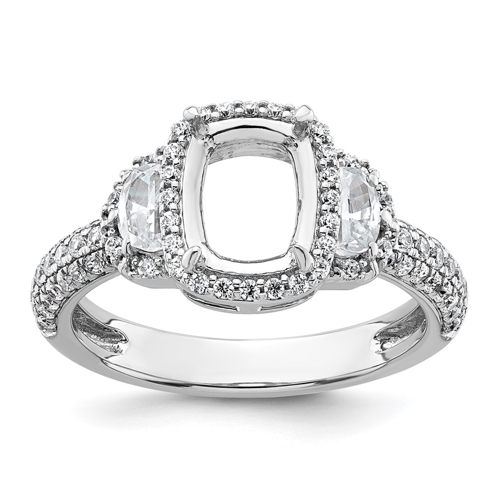 14K White Gold 0.88 Carat Lab Grown Diamond VS+ F+ 2 Carat Oval Center Semi Mount Halo Engagement Ring