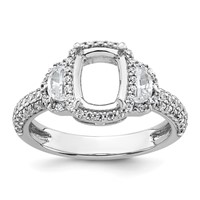 14K White Gold 0.88 Carat Lab Grown Diamond VS+ F+ 2 Carat Oval Center Semi Mount Halo Engagement Ring view 1