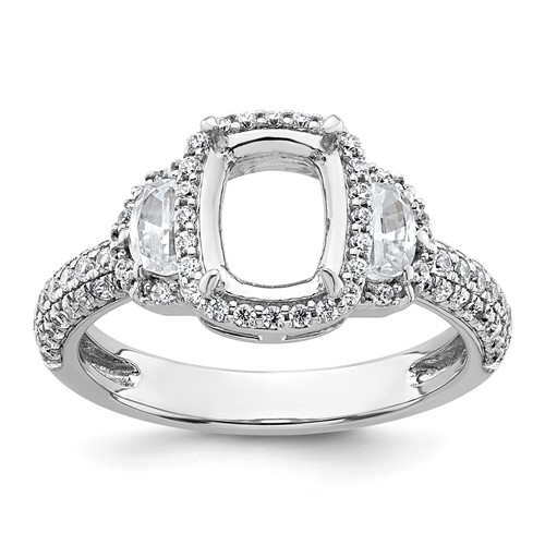 14K White Gold 0.88 Carat Lab Grown Diamond VS+ F+ 2 Carat Oval Center Semi Mount Halo Engagement Ring
