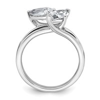14K White Gold 2 Carat Lab Grown Diamond VS+ F+ Marquise and Pear Complete Asymmetrical Two Stone Engagement Ring view 2