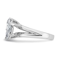 14K White Gold 2 Carat Lab Grown Diamond VS+ F+ Marquise and Pear Complete Asymmetrical Two Stone Engagement Ring view 3