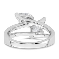 14K White Gold 2 Carat Lab Grown Diamond VS+ F+ Marquise and Pear Complete Asymmetrical Two Stone Engagement Ring view 5
