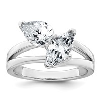 14K White Gold 2 Carat Lab Grown Diamond VS+ F+ Marquise and Pear Complete Asymmetrical Two Stone Engagement Ring view 1