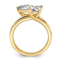 14K Yellow Gold 2 Carat Lab Grown Diamond VS+ F+ Marquise and Pear Complete Asymmetrical Two Stone Engagement Ring view 2