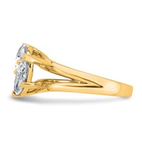 14K Yellow Gold 2 Carat Lab Grown Diamond VS+ F+ Marquise and Pear Complete Asymmetrical Two Stone Engagement Ring view 3