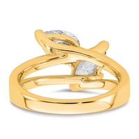 14K Yellow Gold 2 Carat Lab Grown Diamond VS+ F+ Marquise and Pear Complete Asymmetrical Two Stone Engagement Ring view 5