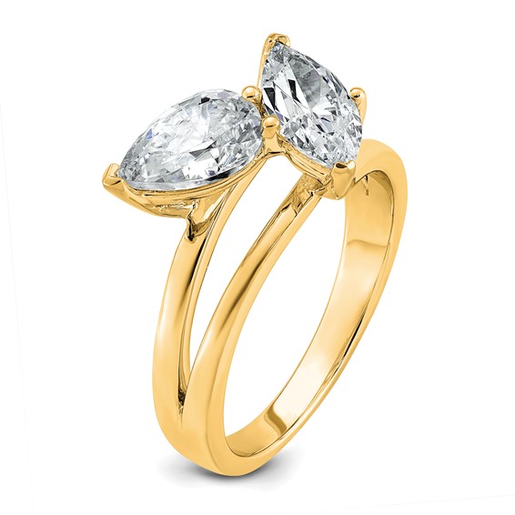 Gold Diamond Asymmetrical Rings