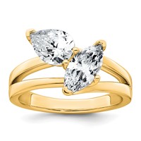 14K Yellow Gold 2 Carat Lab Grown Diamond VS+ F+ Marquise and Pear Complete Asymmetrical Two Stone Engagement Ring view 1