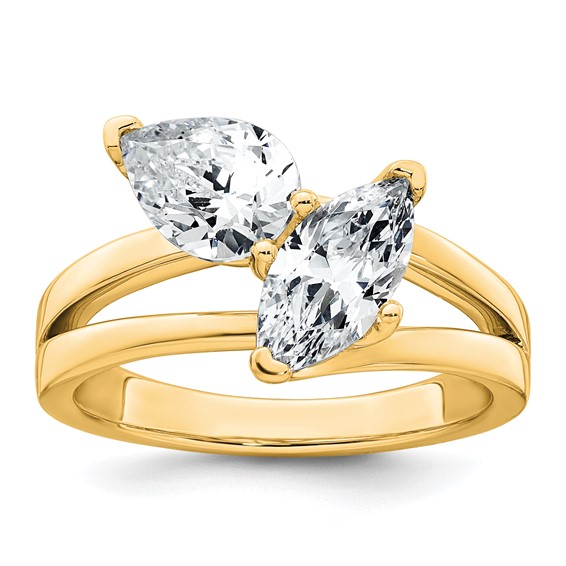 Gold Diamond Asymmetrical Rings