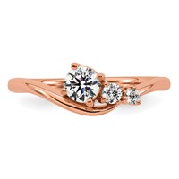 14K Rose Gold 0.50 Carat Lab Grown Diamond VS+ F+ Round Complete Engagement Ring view 4