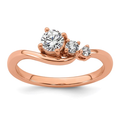 14K Rose Gold 0.50 Carat Lab Grown Diamond VS+ F+ Round Complete Engagement Ring
