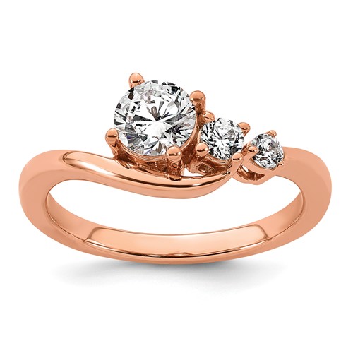 14K Rose Gold 0.75 Carat Lab Grown Diamond VS+ F+ Round Complete Engagement Ring
