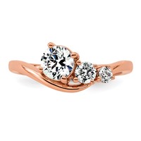 14K Rose Gold 1 Carat Lab Grown Diamond VS+ F+ Round Complete Engagement Ring view 4