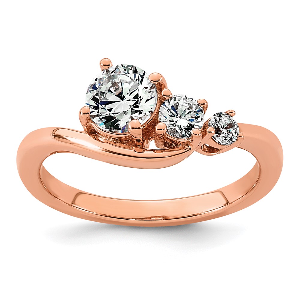 14K Rose Gold 1 Carat Lab Grown Diamond VS+ F+ Round Complete Engagement Ring