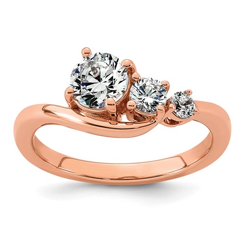 14K Rose Gold 1 Carat Lab Grown Diamond VS+ F+ Round Complete Engagement Ring