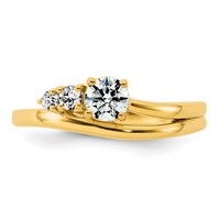 14K Yellow Gold 0.50 Carat Lab Grown Diamond VS+ F+ Round Complete Engagement Ring view 4