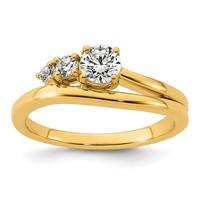 14K Yellow Gold 0.50 Carat Lab Grown Diamond VS+ F+ Round Complete Engagement Ring view 1