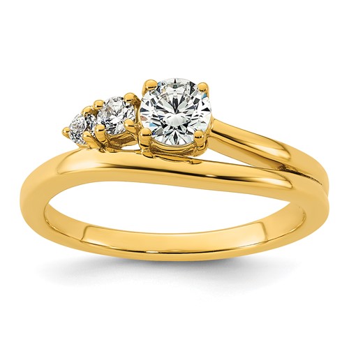 14K Yellow Gold 0.50 Carat Lab Grown Diamond VS+ F+ Round Complete Engagement Ring