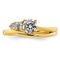 14K Yellow Gold 0.75 Carat Lab Grown Diamond VS+ F+ Round Complete Engagement Ring view 4