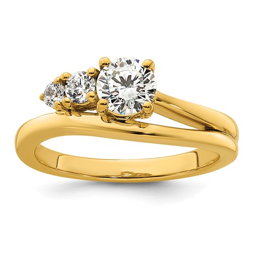 14K Yellow Gold 0.75 Carat Lab Grown Diamond VS+ F+ Round Complete Engagement Ring