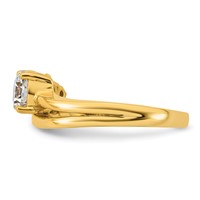 14K Yellow Gold 1 Carat Lab Grown Diamond VS+ F+ Round Complete Engagement Ring view 3