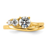 14K Yellow Gold 1 Carat Lab Grown Diamond VS+ F+ Round Complete Engagement Ring view 4