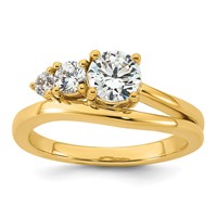 14K Yellow Gold 1 Carat Lab Grown Diamond VS+ F+ Round Complete Engagement Ring view 1