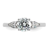 14K White Gold 1.38 Carat Lab Grown Diamond VS+ F+ Round Ring with Pear Sidestones Complete Three Stone Engagement view 4