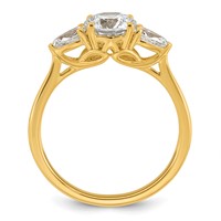 14K Yellow Gold 1.38 Carat Lab Grown Diamond VS+ F+ Round Ring with Pear Sidestones Complete Three Stone Engagement view 2