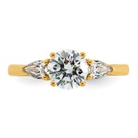 14K Yellow Gold 1.38 Carat Lab Grown Diamond VS+ F+ Round Ring with Pear Sidestones Complete Three Stone Engagement view 4