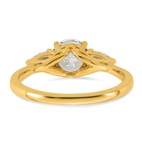 14K Yellow Gold 1.38 Carat Lab Grown Diamond VS+ F+ Round Ring with Pear Sidestones Complete Three Stone Engagement view 5