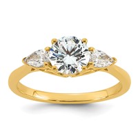 14K Yellow Gold 1.38 Carat Lab Grown Diamond VS+ F+ Round Ring with Pear Sidestones Complete Three Stone Engagement view 1