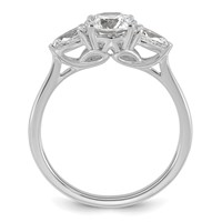 14K White Gold 1.38 Carat Certified Lab Grown Diamond VS+ F+ Round Ring with Pear Sidestones Complete Three Stone Engagement view 2