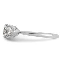 14K White Gold 1.38 Carat Certified Lab Grown Diamond VS+ F+ Round Ring with Pear Sidestones Complete Three Stone Engagement view 3