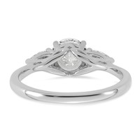 14K White Gold 1.38 Carat Certified Lab Grown Diamond VS+ F+ Round Ring with Pear Sidestones Complete Three Stone Engagement view 5