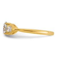 14K Yellow Gold 1.38 Carat Certified Lab Grown Diamond VS+ F+ Round Ring with Pear Sidestones Complete Three Stone Engagement view 3